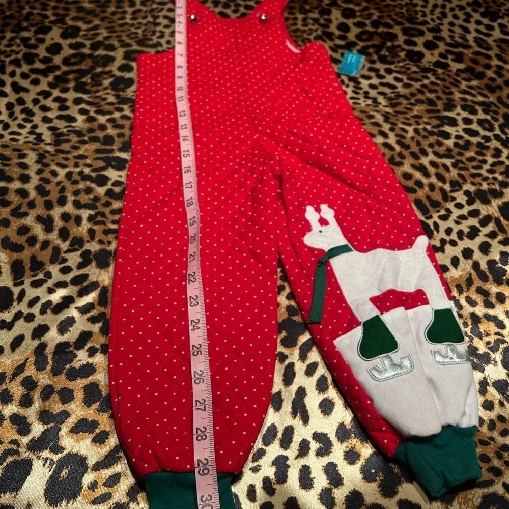Vintage Deadstock Red Sails Holiday Reindeer Quilted Overalls